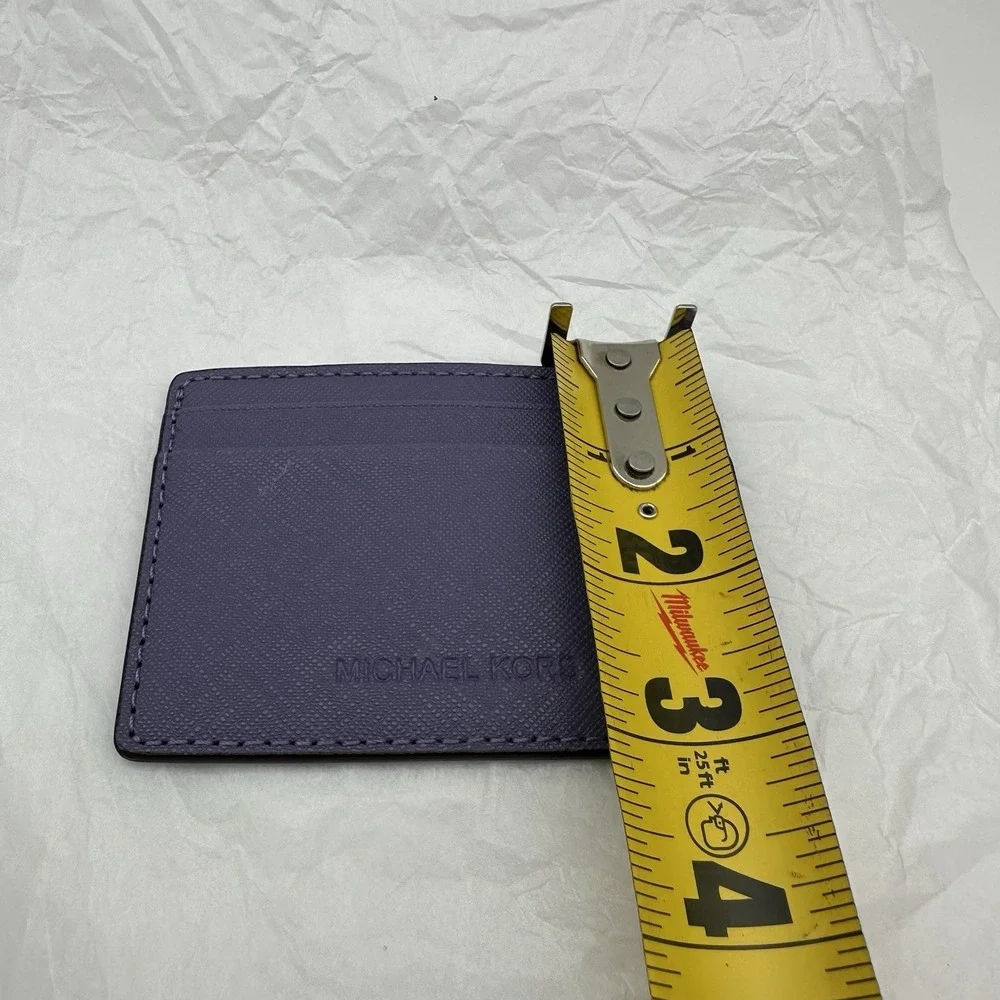 Michael Kors Leather Credit Card And ID Holder Lavender Purple 4"x3" - Picture 4 of 4